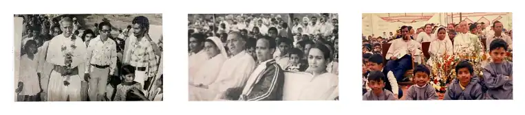 Bishop Rego, in missionary field trips, at events, school function in India