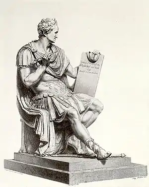 Seated portrait of George Washington in the style of a Roman general