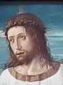 Pseudo-Kufic hem in Giovanni Bellini's Le Christ Bénissant, 1465–1470. Louvre Museum.