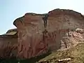 View of sandstone rocks in Golden Gate
