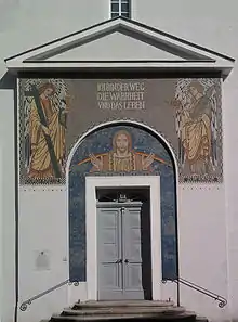 Mosaic at the entrance of Christuskirche (by Josef Goller and Villeroy & Boch)