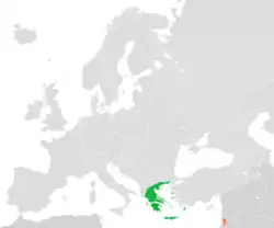 Map indicating locations of Greece and Palestine
