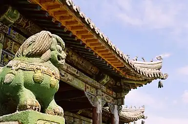 Guardian Lion outside the Winter Palace of the Bogd Khan, Ulaanbaatar, Mongolia
