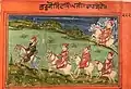 Guru Gobind Singh with his sons, Janamsakhi folio, late 19th century, Watercolors on paper, Kapany Collection