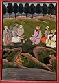 Guru Nanak engaged in an interfaith dialogue, Janamsakhi painting