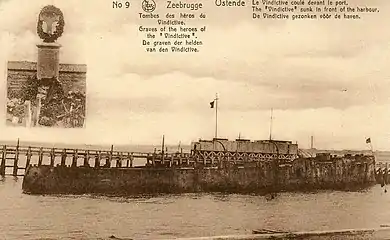 HMS Vindictive sunk after the Second Ostend Raid.