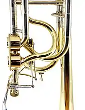 Bass trombone with two independent Hagmann valves