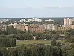 View of the Bullengraben building complex from the hill of Hahneberg