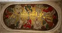 Painting in the ceiling of the Hall of Kings of the Alhambra, likely depicting ten Sultans of Granada.