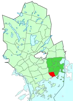 Location of Haukilahti within Espoo