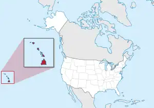 Map of the United States with Hawaii highlighted