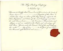 Stock certificate of the Hay Railway Company, issued on 8 July 1811 in an edition of 428 shares. The company was founded by a consortium of landowners, coal owners, ironmasters and bankers.