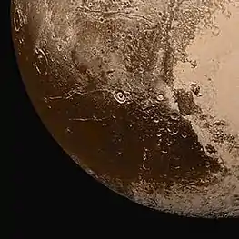 The "head" region of the Cthulhu feature, with Sputnik Planitia at right