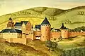 The castle as it appears in the Thesaurus Pictuarum, circa 16th century.