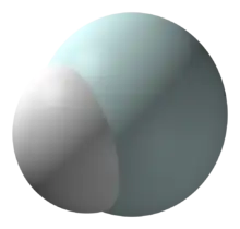 Spacefill model of the helium hydride ion