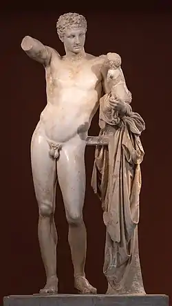 Hermes and the Infant Dionysos, possibly an original by Praxiteles, 4th century