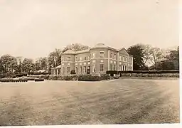 Herstmonceux Place, circa 1932. The south and east fronts by Samuel Wyatt in 1778. The white panels are Coade Stone.