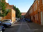 The alley in front of the building