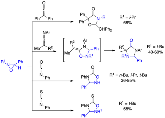 Electrocyclic reactions of oxaziridines and heterocumulenes