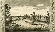 Image 32The Great North Road near Highgate on the approach to London before turnpiking.  The highway was deeply rutted and spread onto adjoining land. (from History of road transport)