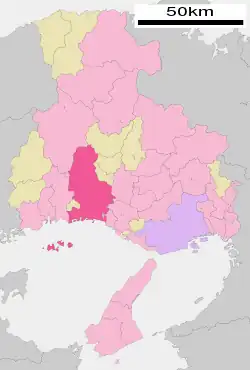 Location of Himeji in Hyōgo Prefecture