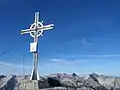 Summit cross on the Hintere Bachofenspitze in the Karwendel Alps