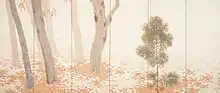 Rakuyō (落葉, Fallen Leaves) by Hishida Shunsō, Important Cultural Property (1909)