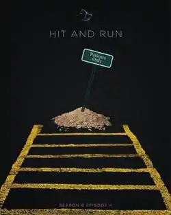Poster for the episode featuring a yellow striped parking space and a leaning sign that reads, "Patients only".
