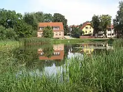 Village pond and some houses