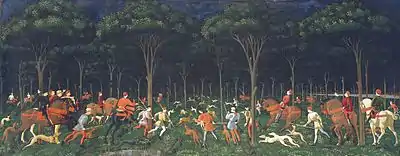 Paolo Uccello, Caccia notturna (The Hunt in the Forest), c. 1475
