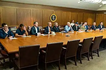 Donald Trump is briefed about Hurricane Dorian, August 2019