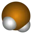 Space-filling model of the hydrogen telluride molecule