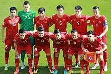 Jersey of the Vietnam national football team featuring the National Flag.