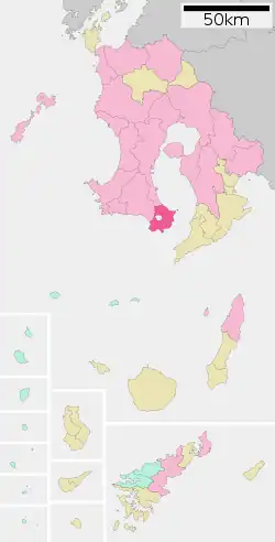 Location of Ibusuki in Kagoshima Prefecture