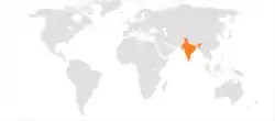 Map indicating locations of Qatar and India