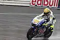 Valentino Rossi riding his FIAT Yamaha YZR-M1 at the 2009 Indianapolis Grand Prix.