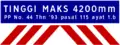 Toll plaza height limit  (might be omitted in some toll plazas)