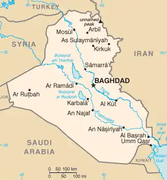 Image 23CIA map of Iraq, following typical labeling guidelines to maximize legibility and association (from Cartographic design)