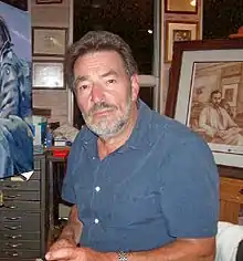 In his artist's studio