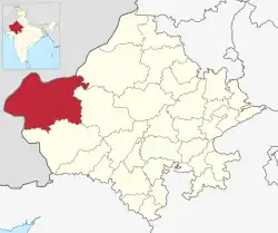 Location of Jaisalmer district in Rajasthan