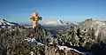 The St. James' Cross (Pillerseetal, Tyrol) in the first snowfall