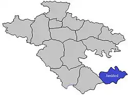 Location of Jamkhed  in Ahmednagar district in Maharashtra
