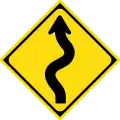 Winding road first curve to the left