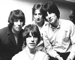 The band in 1967, (front): Jeff Beck(rear, l-r): Aynsley Dunbar, Rod Stewart, Ronnie Wood