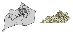 Location of Creekside in Jefferson County, Kentucky
