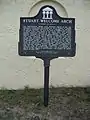 Arch historical marker sign, modern day.