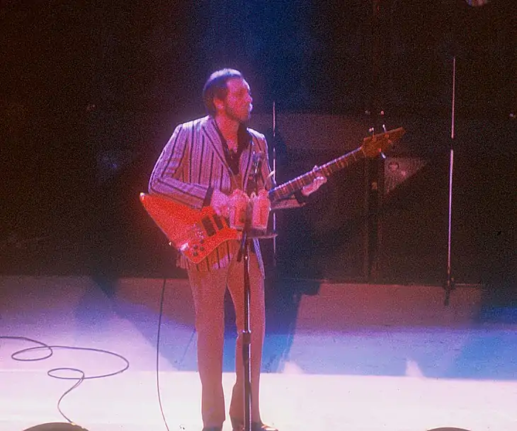 John Entwistle playing a bass guitar