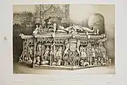 Sepulchers of John II of Castile and Isabella of Portugal in the Miraflores Charterhouse by Jenaro Pérez Villaamil and Charles Fichot in 1850.  Lithograph published in the work España artística y monumental.