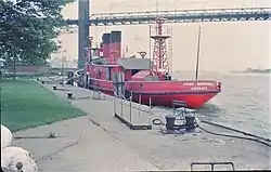 The John Kendall steam-powered fire boat moored at Riverside Park Boat Launch in Detroit in July of 1969.