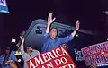 John Kerry on a whistle stop tour during his 2004 United States presidential campaign